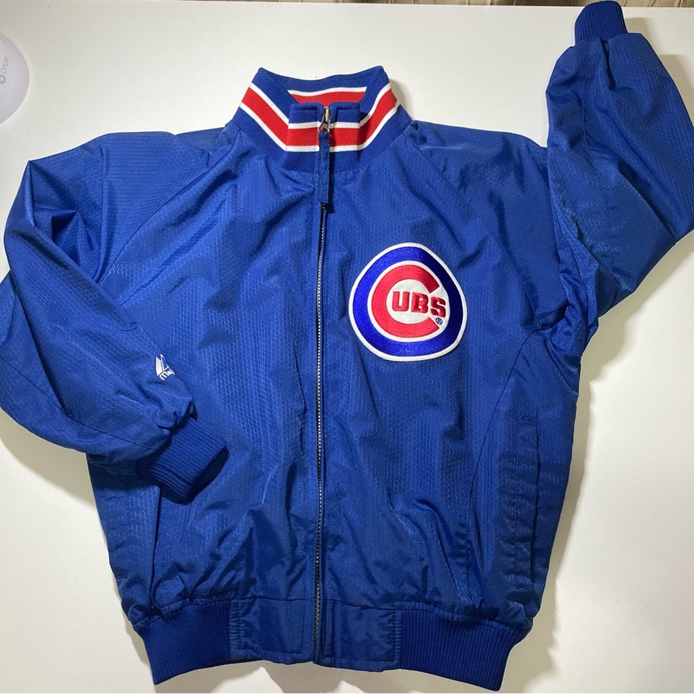 Chicago Cubs Youth M Windbreaker Majestic Lined Jacket Spring Medium Full Zip